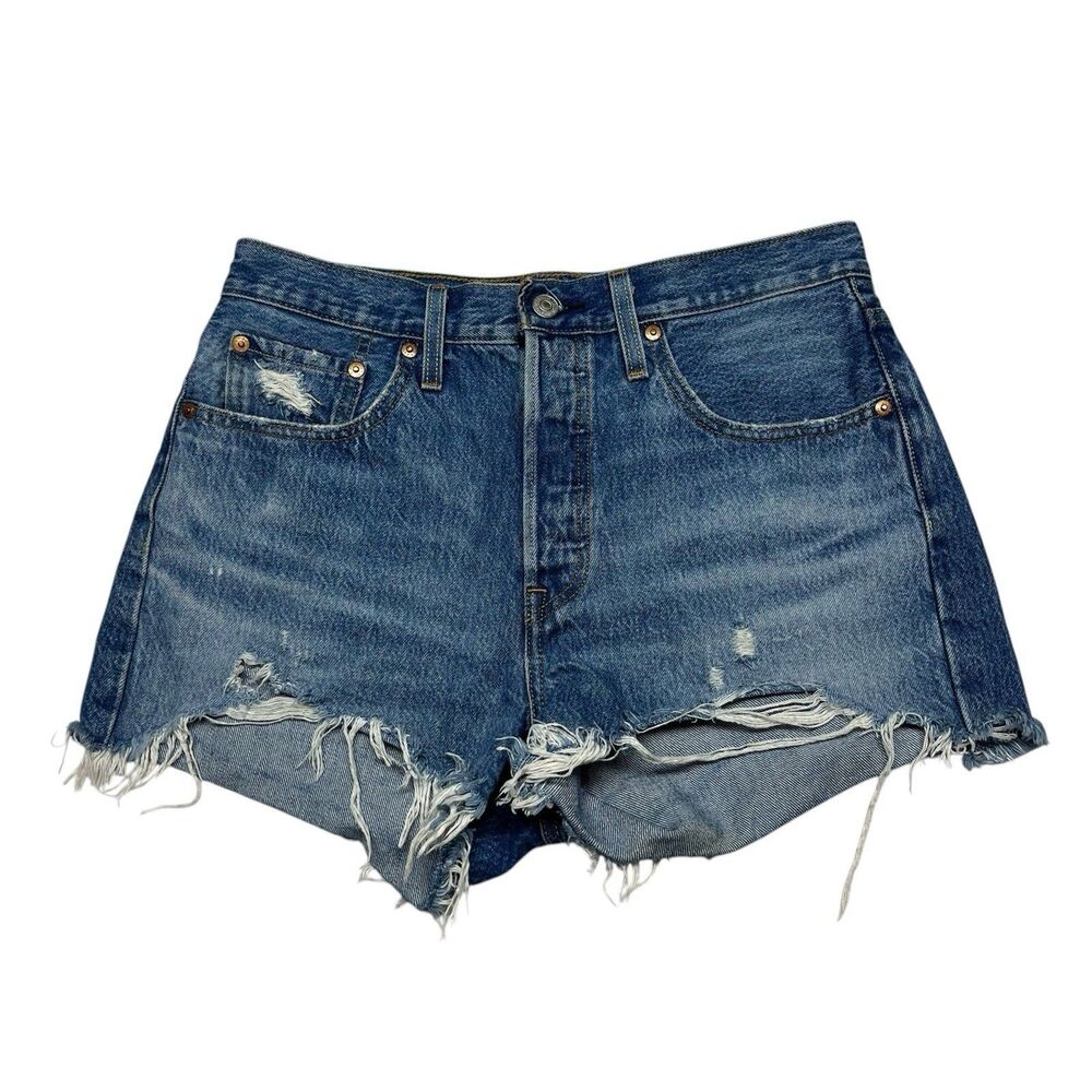 Levi's 501 High Rise Cutoff Denim Jean Shorts Sz 28